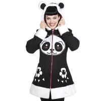 Banned Damen Mantel YBN1906 Panda Kapuze Mit Teddyohren