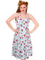 Banned Kleid Rockabilly Rockabella Hellblau Kirschen Petticoatkleid 50s 5003
