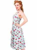 Banned Kleid Rockabilly Rockabella Hellblau Kirschen Petticoatkleid 50s 5003