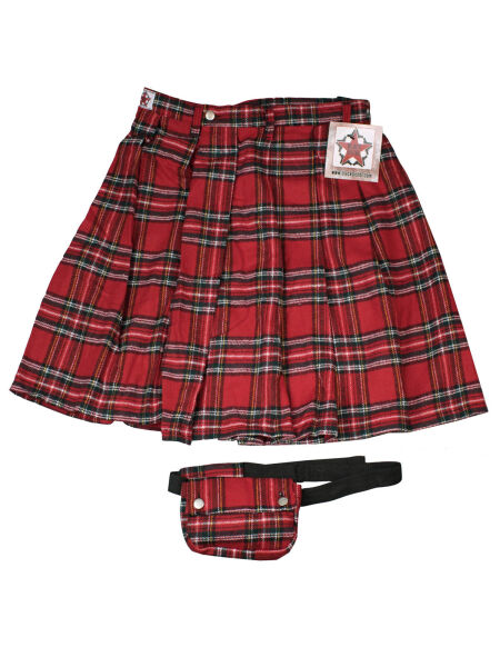 Black Pistol Short Kilt Schottenrock Tartan Kariert Rot Kilttasche  5000