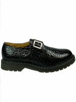 Contak Herren Schuh Made in England Monkey Shoe Schnalle Krokoprägung Lack 5002