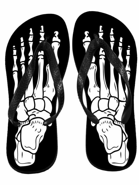 Darkside Badeschlappen Zehentrenner Schlappen Skelett Bones 5023