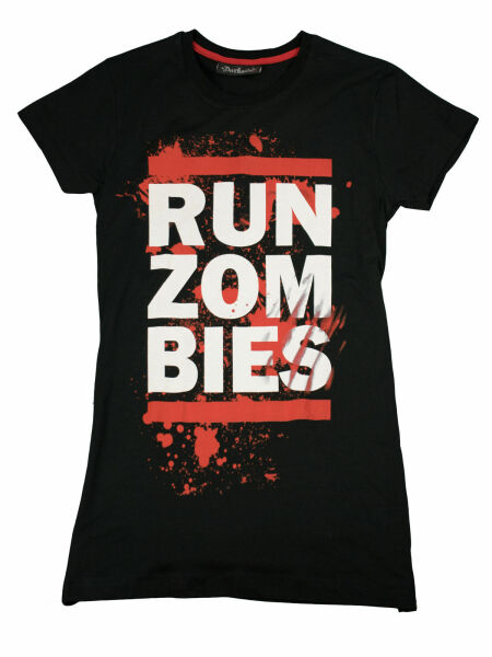 Darkside Damen Girlie T-Shirt Run Zombie Blood Splatter Horror Halloween 5013