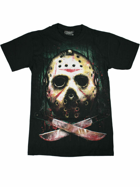 Darkside Herren T-Shirt Jason Splatter Horror Blut Halloween Schwarz 5018