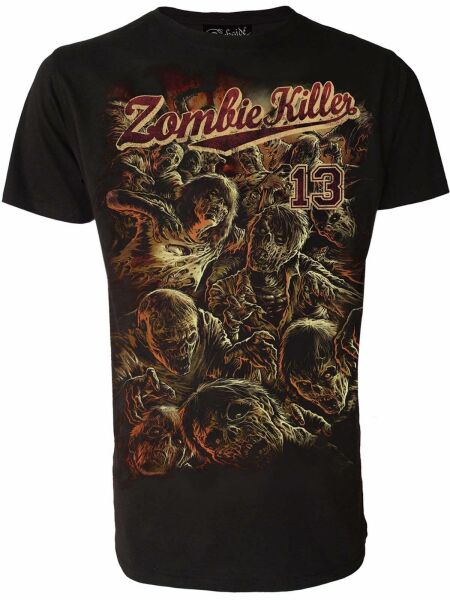Darkside Herren T-Shirt Zombie Killer Blood Splatter Horror Blut Halloween 5006