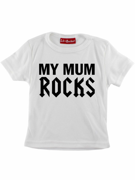 Darkside My Mum Rocks Baby Kleinkind Kinder Children T-Shirt Weiß 5004