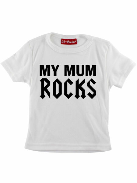 Darkside My Mum Rocks Baby Kleinkind Kinder Children T-Shirt Weiß 5004
