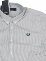 Fred Perry Herren Button-Down Langarmhemd M3549 100 Stripe Shirt Weiß 7344