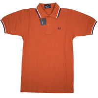Fred Perry Herren Polo Shirt Orange Weiß Navy Piquee Polohemd 5081