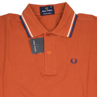 Fred Perry Herren Polo Shirt Orange Weiß Navy...