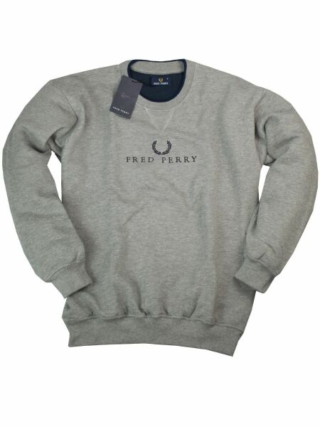 Fred Perry Herren Pullover Sweatshirt Rundhals Grau M3221 420 Klassik 5097