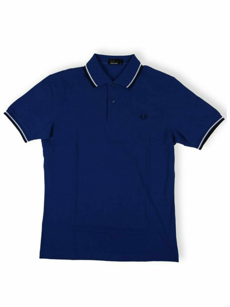 Fred Perry Polo Shirt Blau Weiß Navy M3600 651 Slim Fit Tipped Shirt 5675