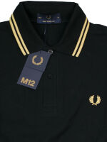 Fred Perry Polo Shirt M12 157 Made In England Schwarz / Champagne  5421