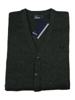 Fred Perry Strickweste K2518 948 Tipped Sleeve Cardigan Charcoal Marl 7444