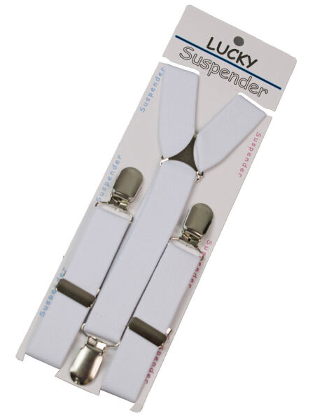 Lucky Suspender Hosenträger Braces Weiß mit Metallkreuz und Clip  5008