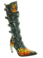 New Rock High Heel Damen Stiefel Boot Flamme Metallabsatz M9308 5074