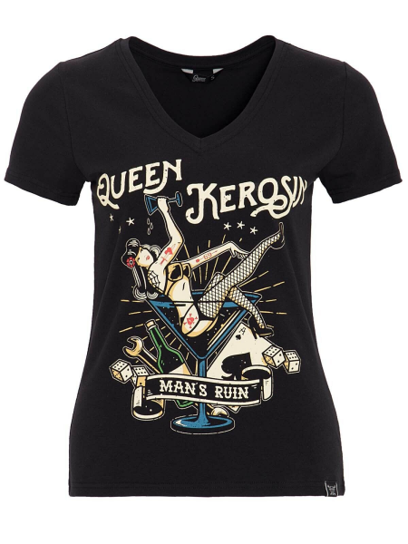 Queen Kerosin Damen-T-Shirt  Oberteil Mans Ruin Rockabilly Rockabella 50s 5058