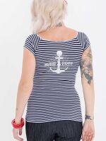 Queen Kerosin Damen T-shirt Sailor Oberteil Gestreift...