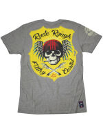 Yakuza Premium Herren T-Shirt Rude And Rough Skull Totenkopf Kurzarm Grau 5084