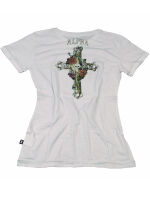 Alpha Industries Damen T-Shirt Cross Skull T Weiß 6042 6043