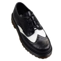 Alpha London Unisex Halbschuh Budapester 4-loch Brogue Farbauswahl Schwarz / Weiß 5024 37