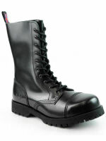 Alpha Rangers 10-loch Boot Festival Army Gothic Leder Springerstiefel Stahlkappe Schwarz 5011 EU 38