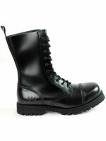 Alpha Rangers 10-loch Boot Festival Army Gothic Leder Springerstiefel Stahlkappe Schwarz 5011 EU 38