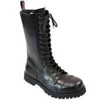 Alpha Rangers 14-loch Boot Festival Army Gothic Leder Springerstiefel Stahlkappe Glattleder Schwarz 5026 EU 39