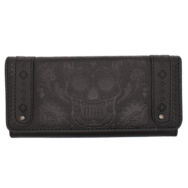 Loungefly Damen Geldbeutel Skull Geldbörse Portemonnaie Clutch Schwarz 5010
