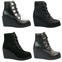 Lucky Dice Creeper Heel Wedge Bootie Plateau Stiefel...