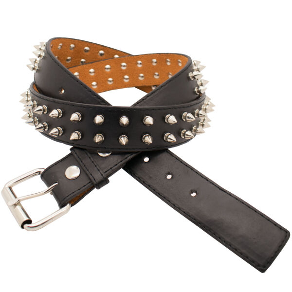 Nietengürtel Killernieten Schwarz Silber Echtes Leder Schwarz 5036