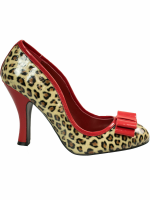 Pin Up Couture Pump Smitten 01 Leopard / Rot Lack...