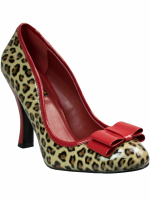 Pin Up Couture Pump Smitten 01 Leopard / Rot Lack...