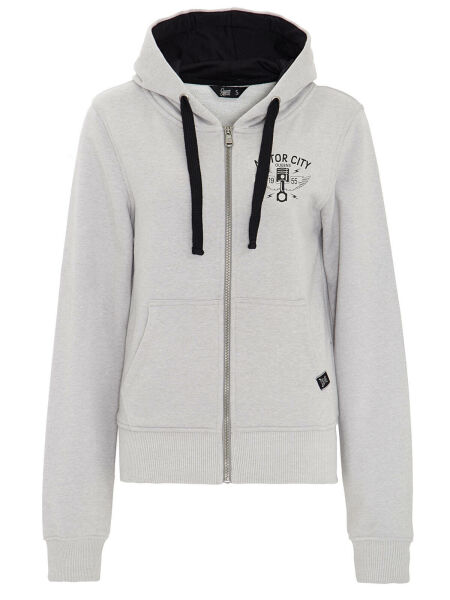 Queen Kerosin Damen Hoodie Jacke Motor City Grau Rockabilly Kapuzenjacke 5069