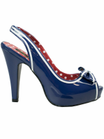 Pin Up Couture Pump Betty 05 Peep Toe Navy Lack Sailor...
