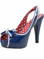 Pin Up Couture Pump Betty 05 Peep Toe Navy Lack Sailor Rockabilly 50s 5008