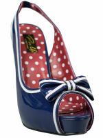 Pin Up Couture Pump Betty 05 Peep Toe Navy Lack Sailor Rockabilly 50s 5008