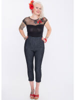 Queen Kerosin Damen T-shirt Netz Roses Stickerei Oberteil Frauen Rockabilly 5054