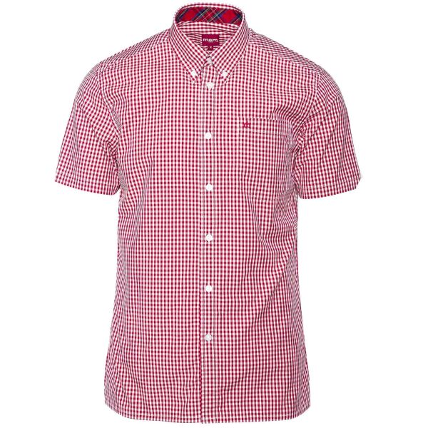 Merc Herren Button - Down Kurzarmhemd Terry Farbauswahl Kariert Blood | Weiß 6003 M