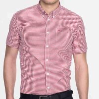 Merc Herren Button - Down Kurzarmhemd Terry Farbauswahl Kariert Blood | Weiß 6003 XXL