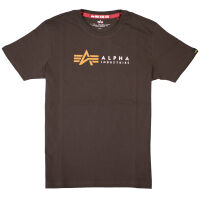 Alpha Industries Herren T-Shirt Label T  Hunter Brown 5117 M
