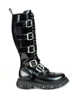 Alpha Rangers 20-loch Boot Schwarz Unisex Schnallen ohne Reißverschluss 5070 Schwarz ohne Reißverschluss 5070 UK 7 / EU 41