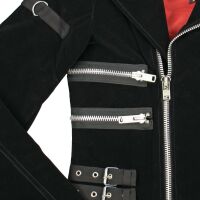 Hard Leather Stuff Damen Biker Jacke Samt Gothic Schwarz 5000