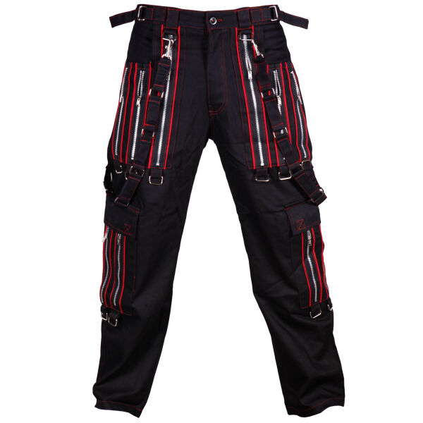Iblis Gothic Bondage-Hose Unisex Schwarz Farbauswahl Schwarz / Rot 92 30