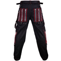 Iblis Gothic Bondage-Hose Unisex Schwarz Farbauswahl Schwarz / Rot 92 30
