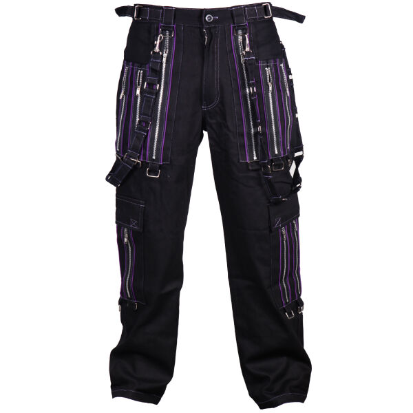 Iblis Gothic Bondage-Hose Unisex Schwarz Farbauswahl Schwarz / Violett 93 32