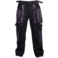 Iblis Gothic Bondage-Hose Unisex Schwarz Farbauswahl Schwarz / Violett 93 32