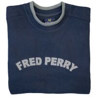 Fred Perry Herren Rundhalspullover Gerippt Navy | Grau...