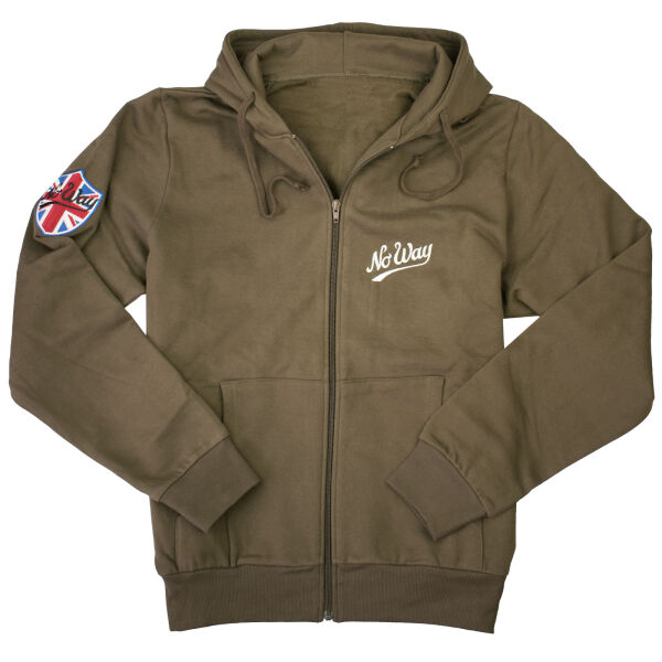 No Way Herren-Kapuzenjacke Hoodie Hoody Union Jack Logo-Stick Dark Olive 5003 XXL