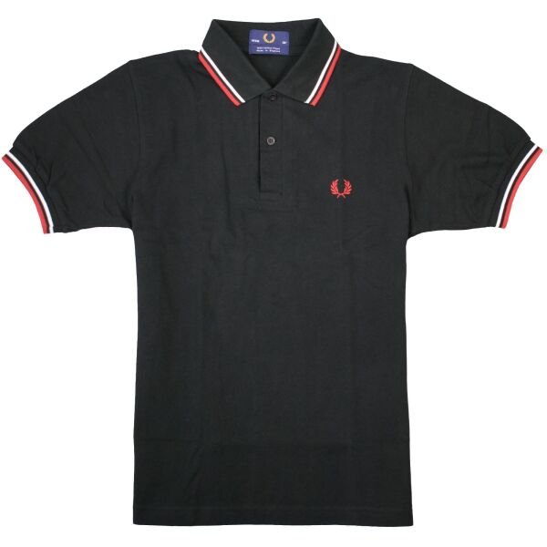 Fred Perry Herren Polo Shirt M12 186 Made In England Schwarz Weiß Rot 5422